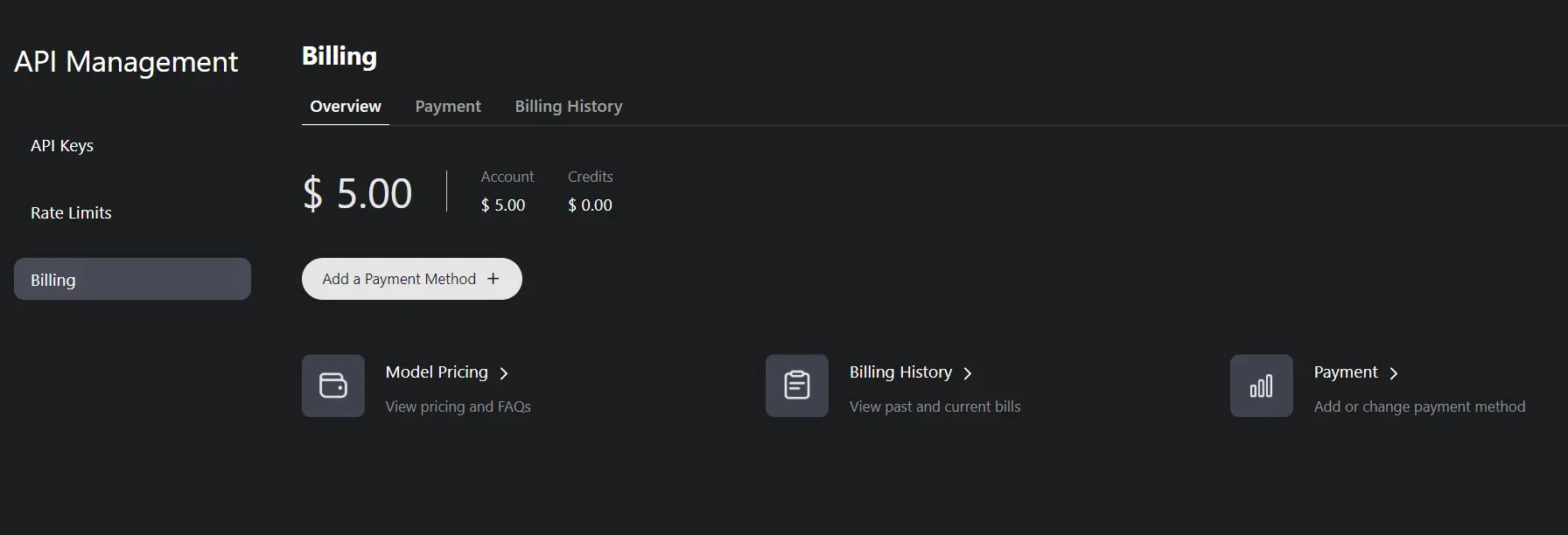 z.ai open platform billing tab