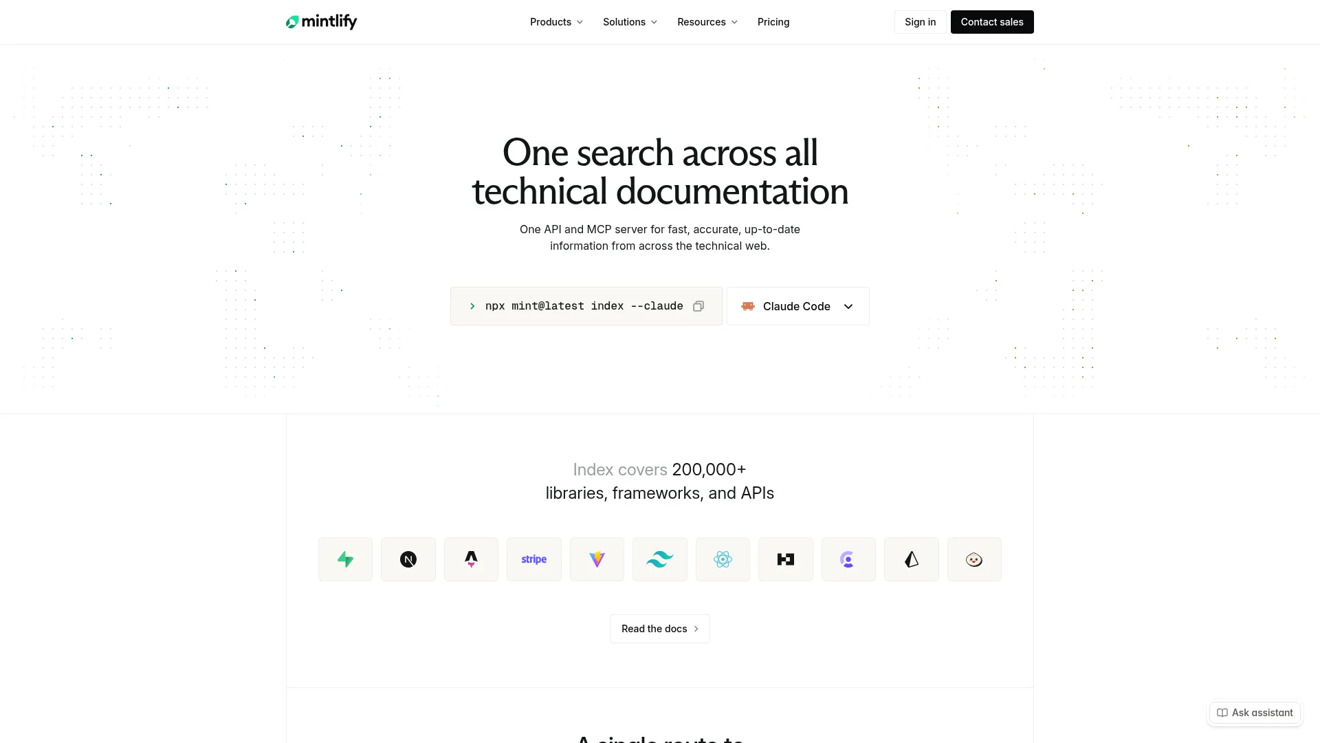Mintlify Search Index homepage
