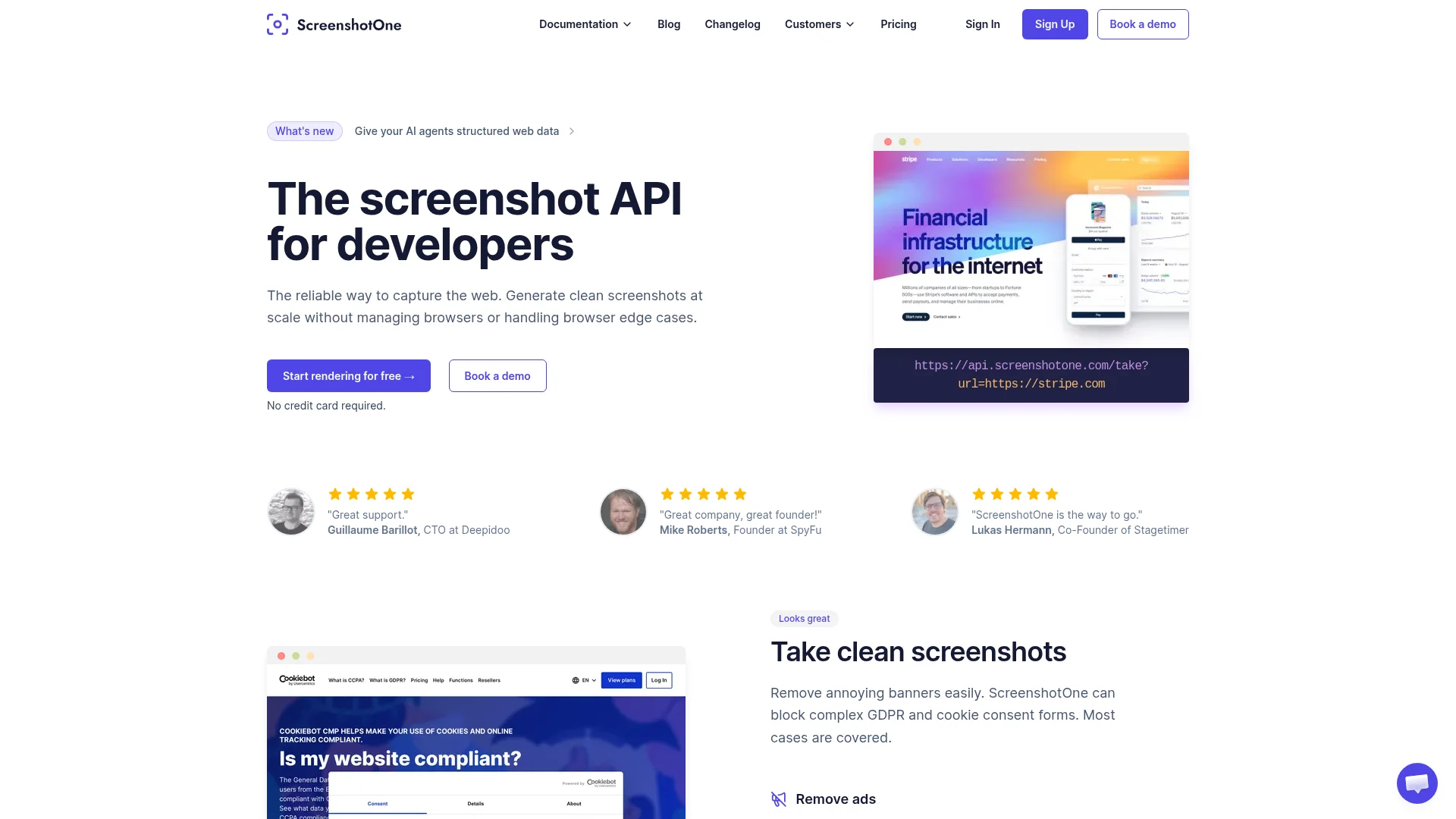 ScreenshotOne homepage