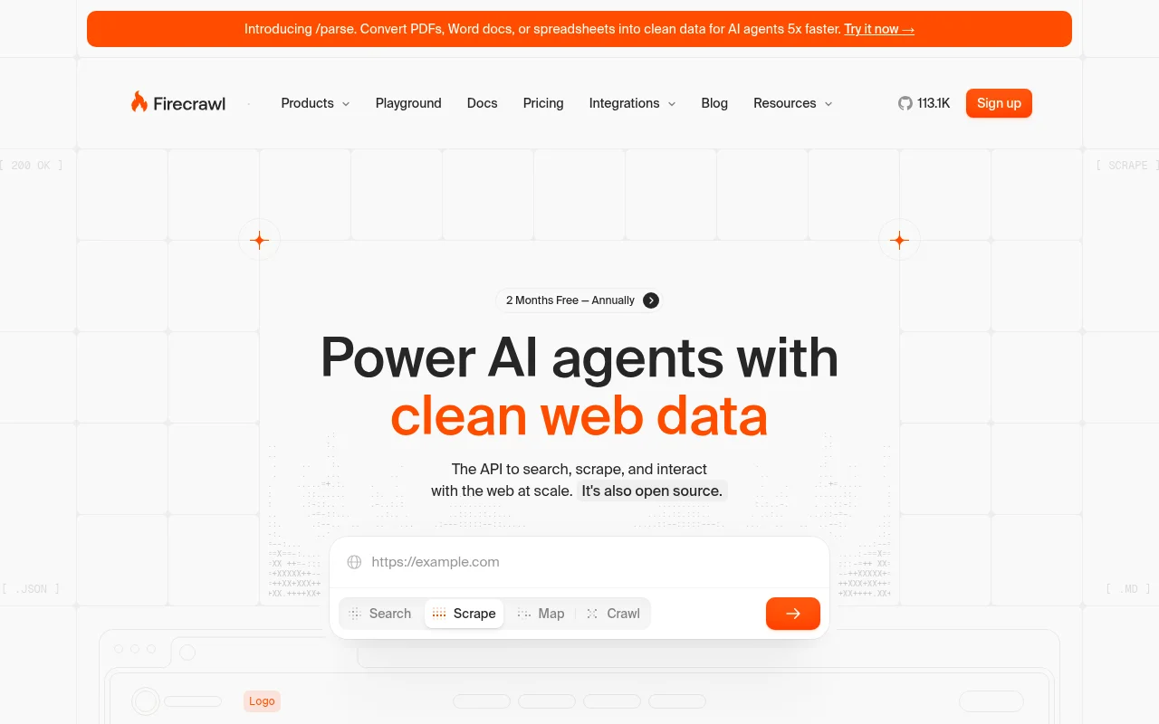 Firecrawl homepage screenshot