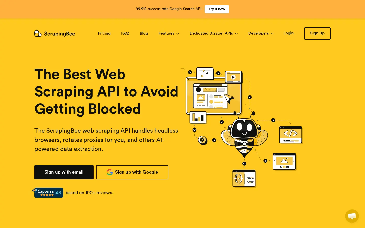 ScrapingBee homepage screenshot