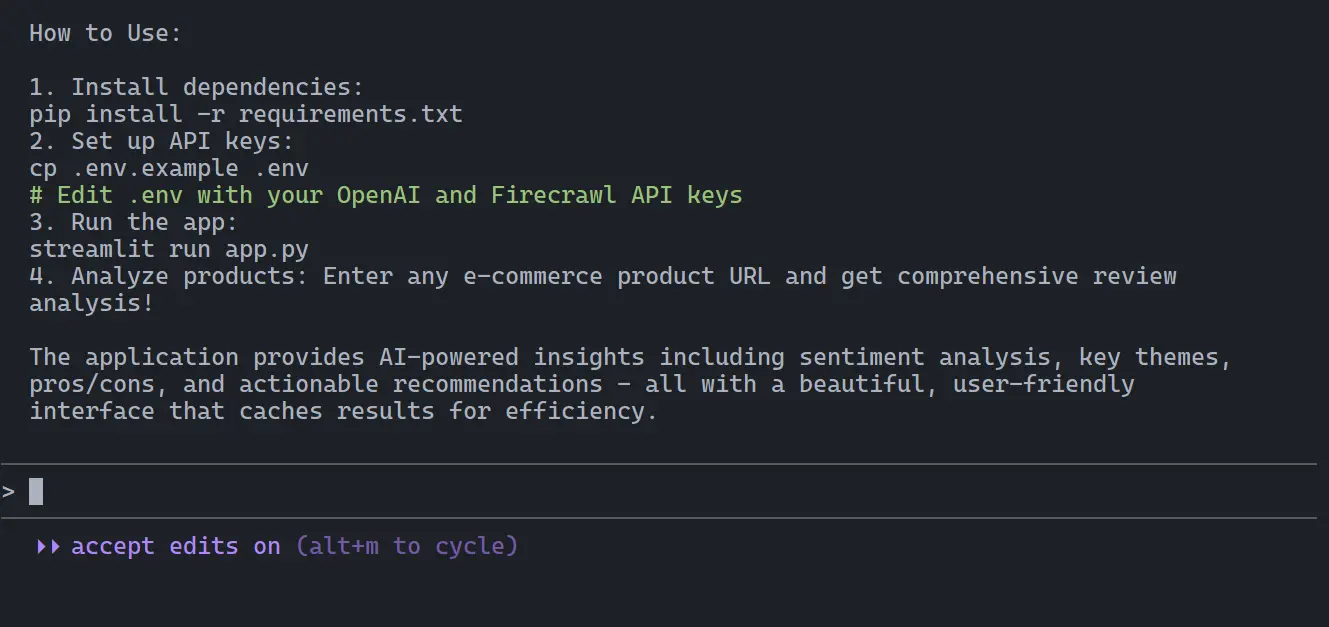 project setup instructions
