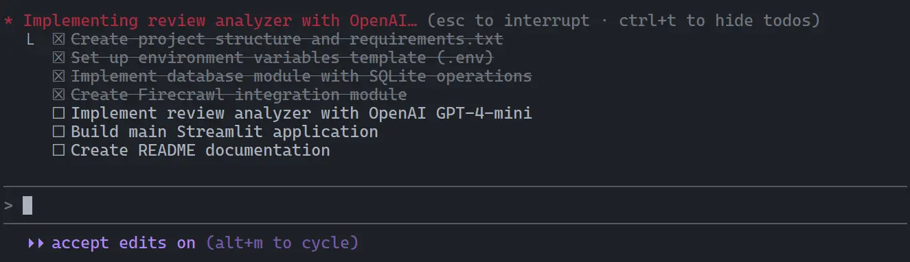 Claude Code edit mode todo list