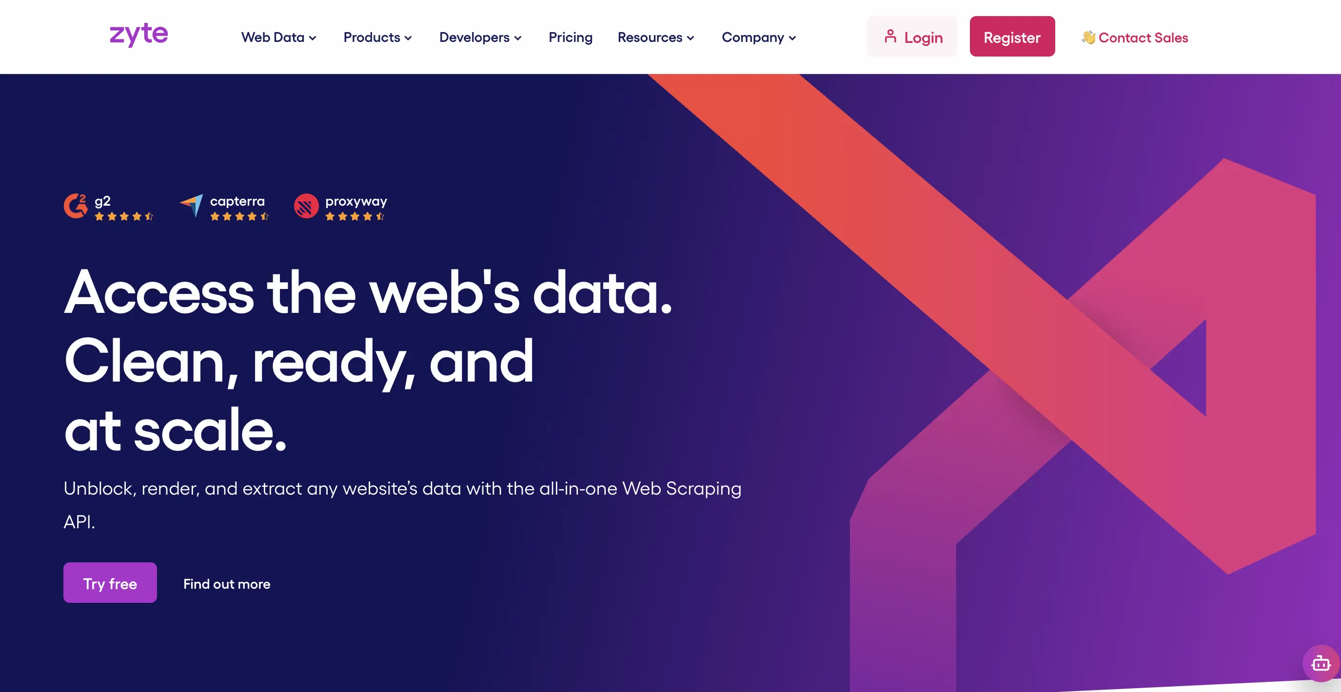 Zyte managed scraping platform homepage