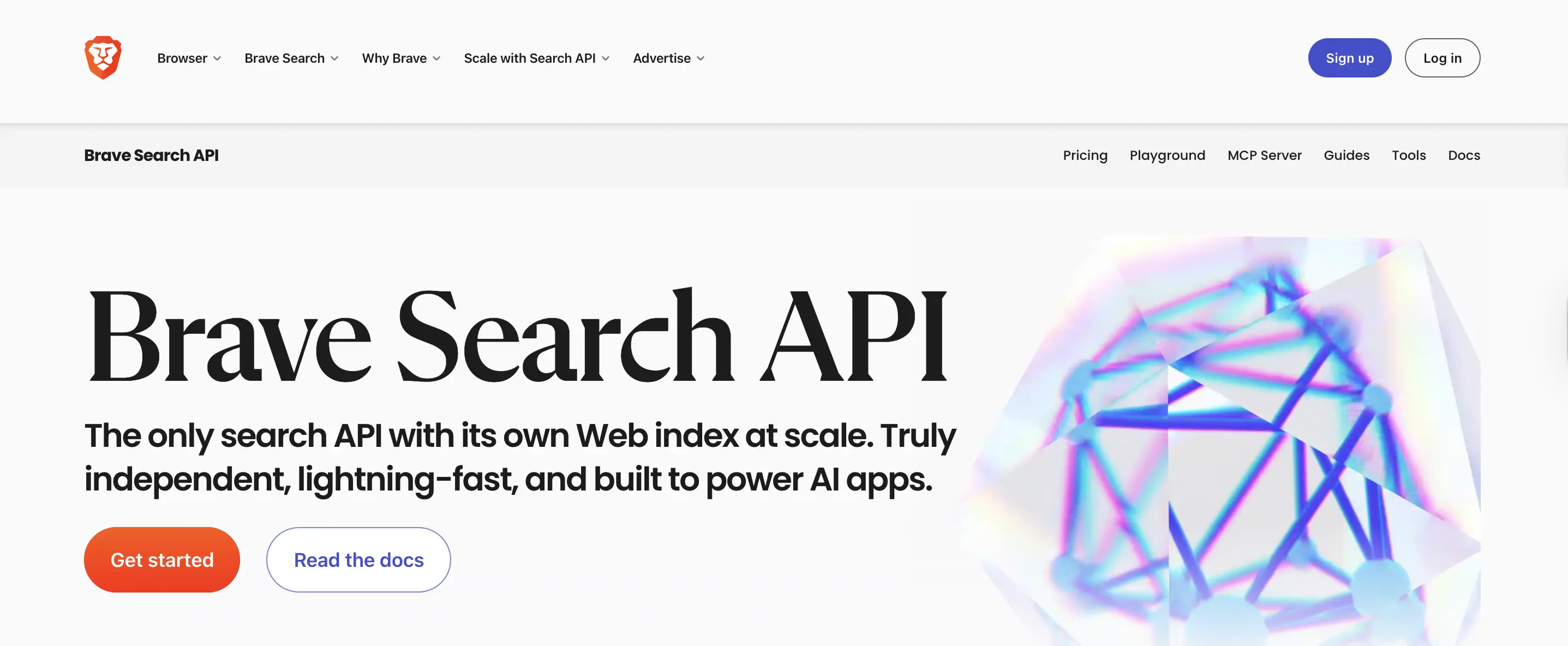 brave search api homepage screenshot