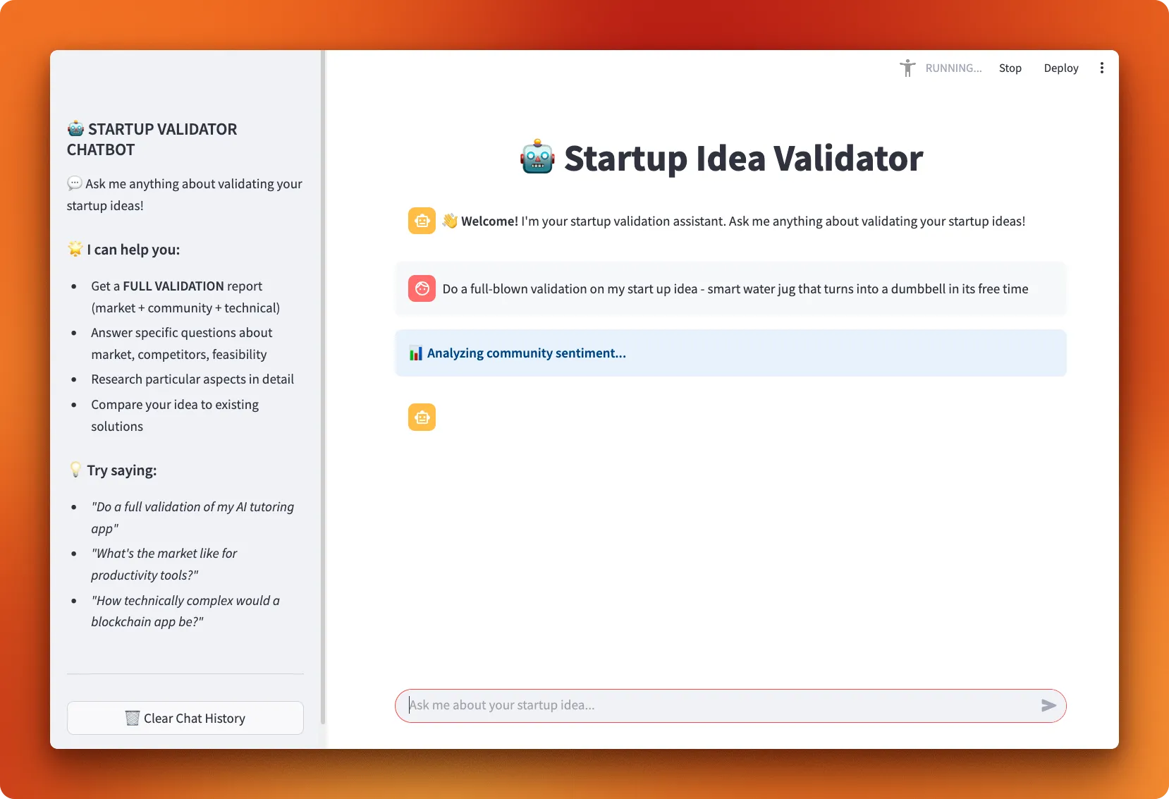 Screenshot of a LangGraph multi-agent system demo showing a conversation interface with an agent to solve a task