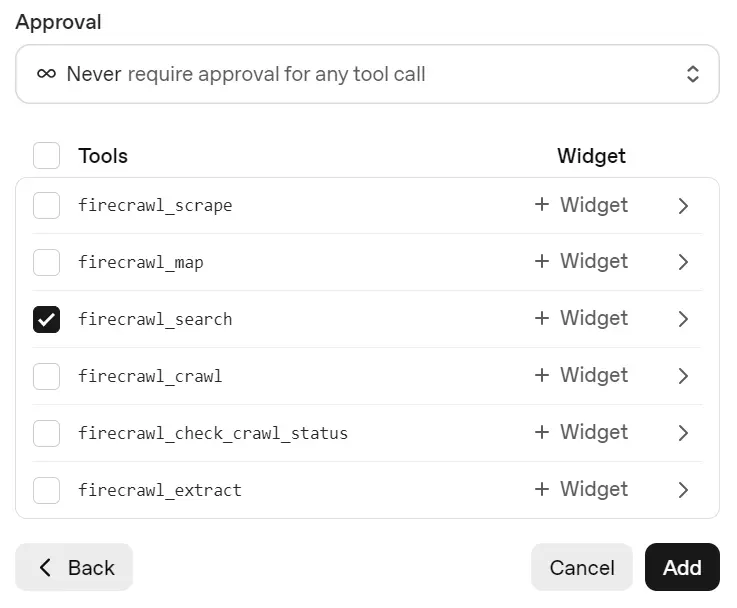 select only the firecrawl_search tool
