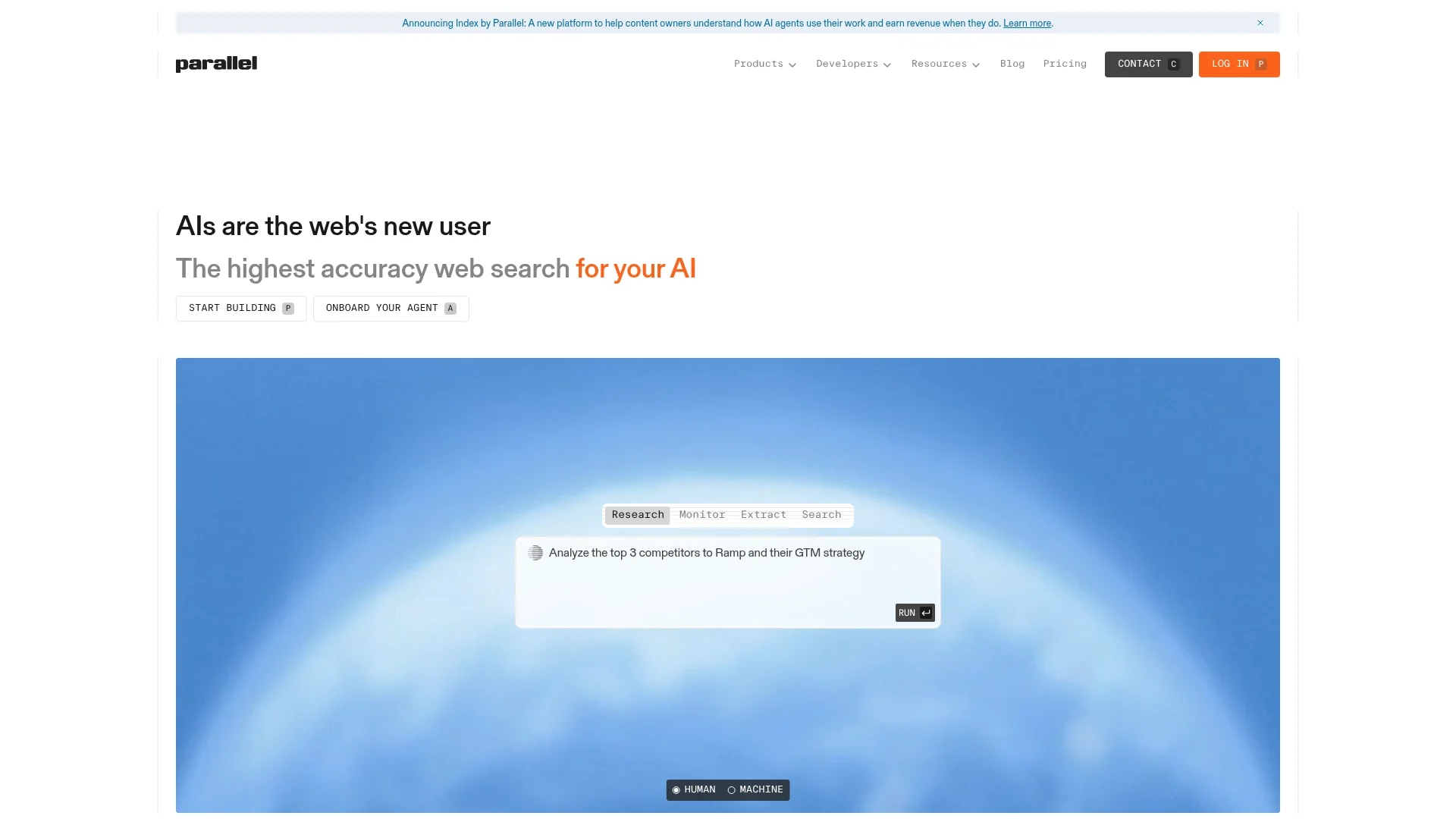 Parallel AI homepage screenshot