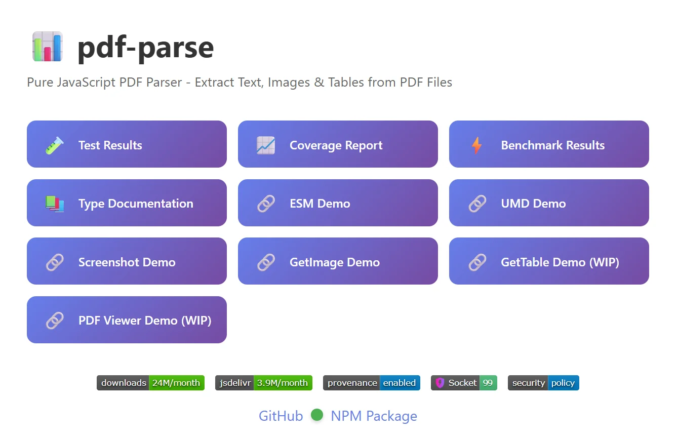 pdf-parse home page