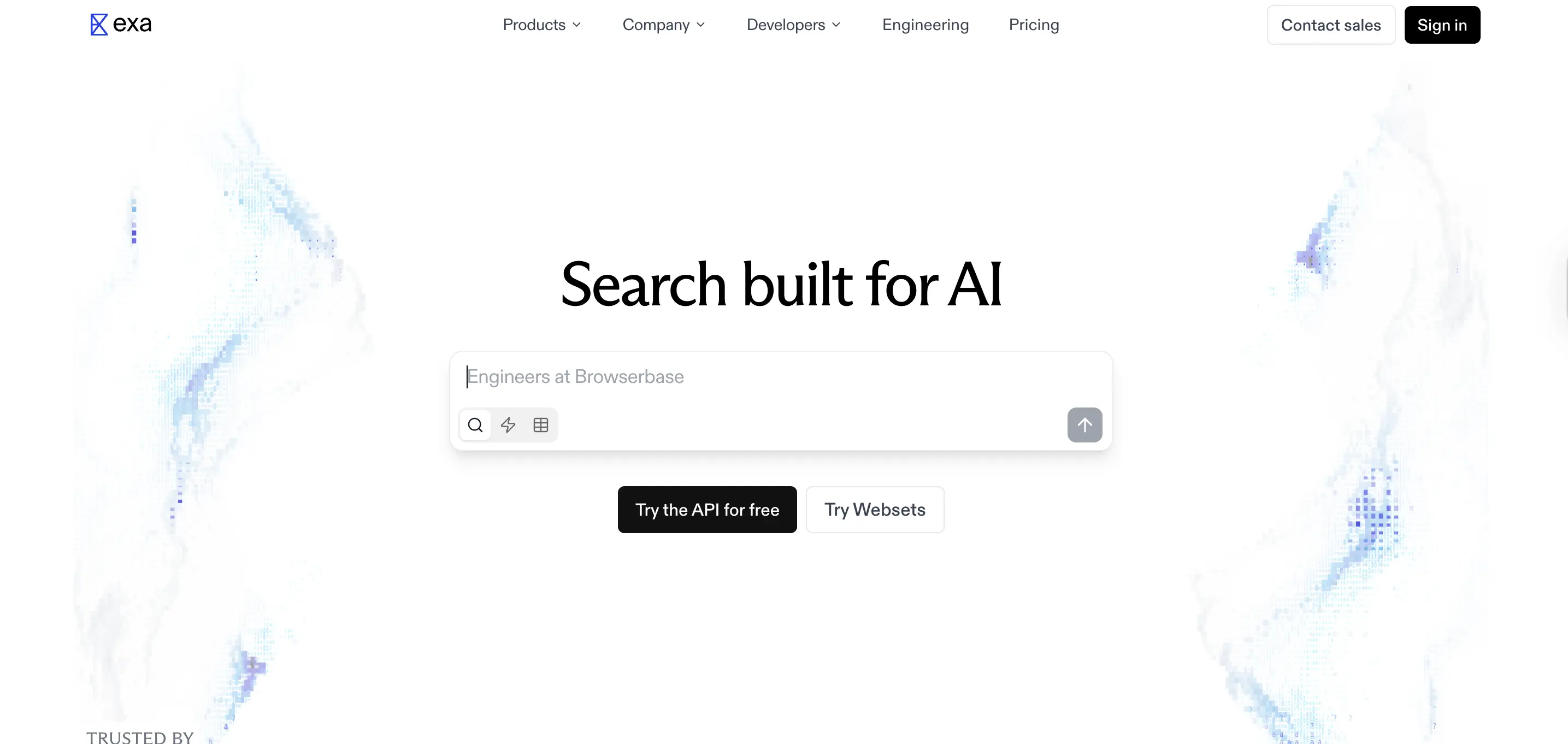 Exa semantic search engine interface for AI applications