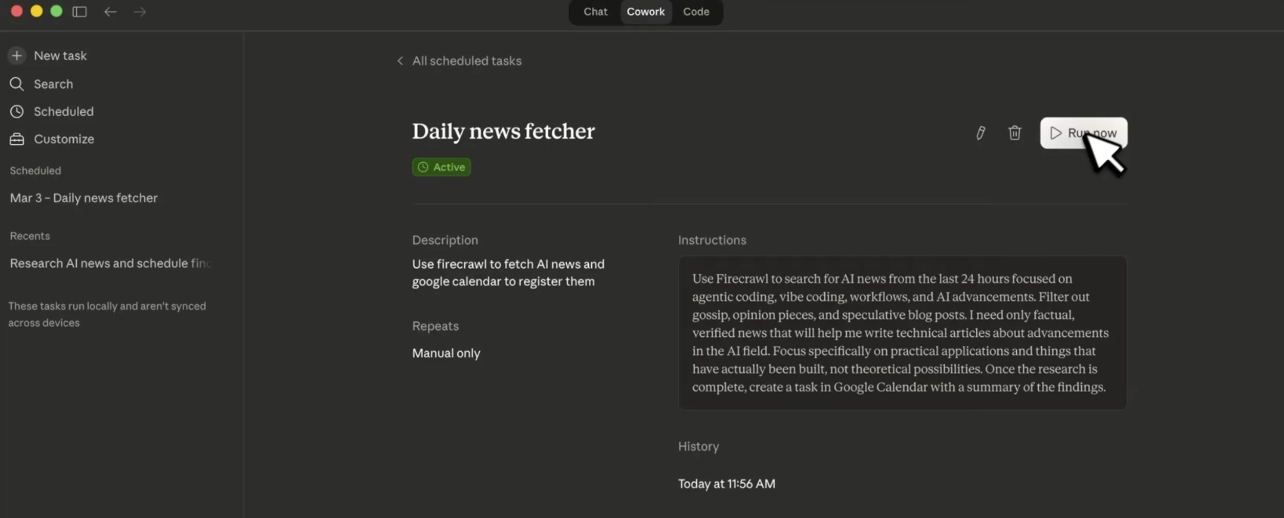 Claude Desktop Cowork task instructions