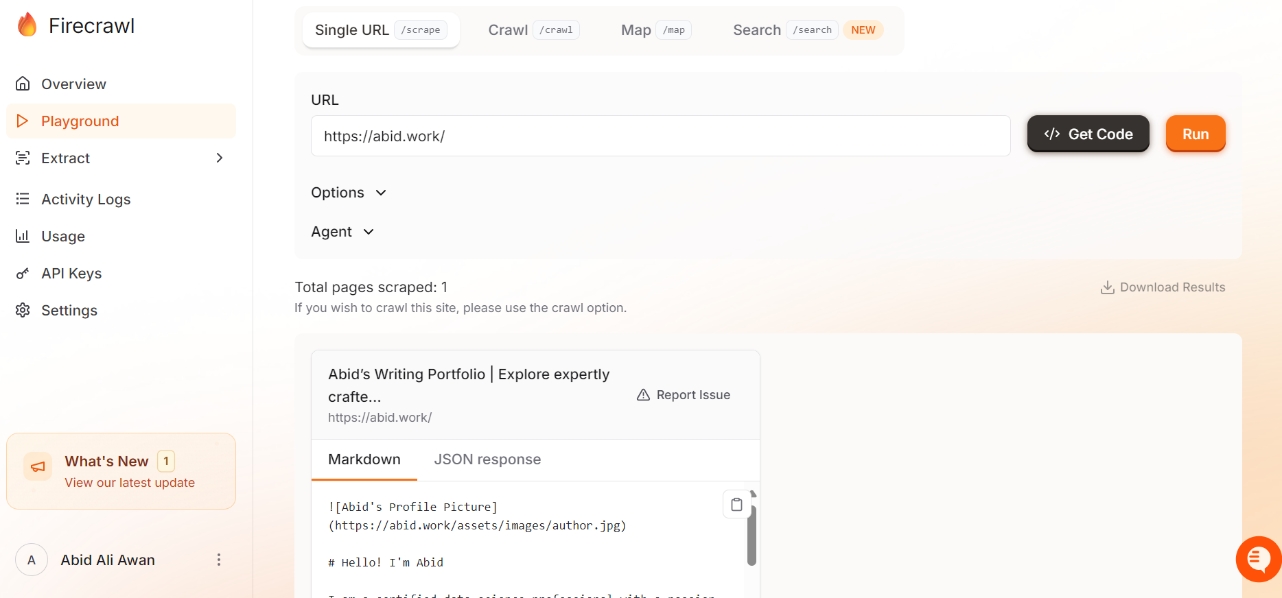 Firecrawl playground
